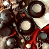 MATT CHOCO BROWN - 17 PC. TEA SET