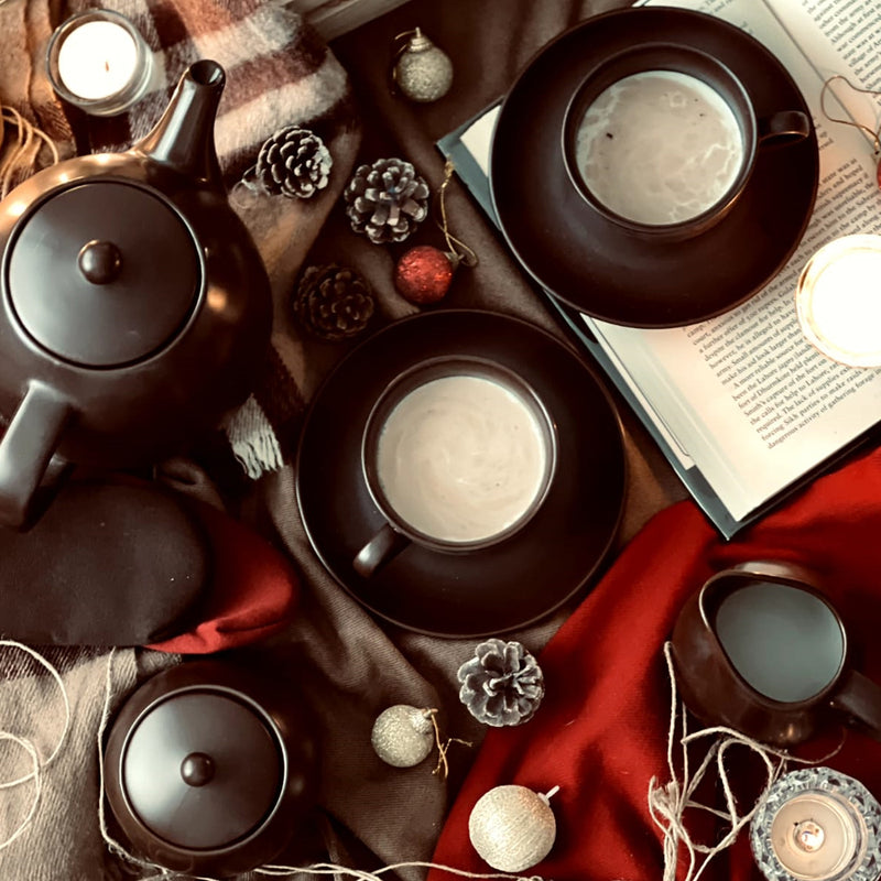 MATT CHOCO BROWN - 17 PC. TEA SET