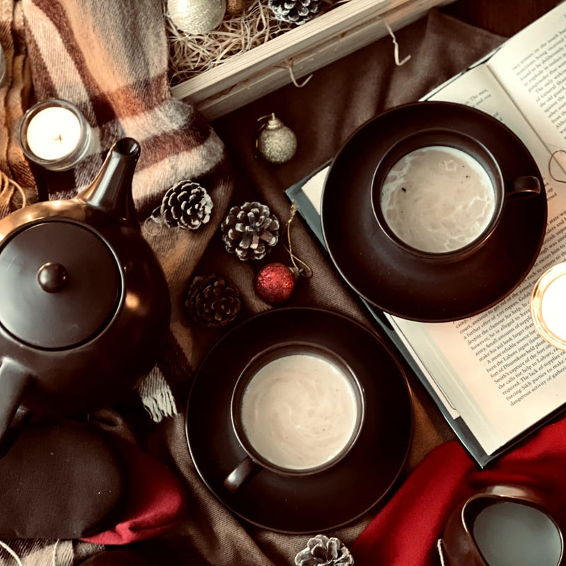 MATT CHOCO BROWN - 17 PC. TEA SET