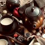 MATT CHOCO BROWN - 17 PC. TEA SET
