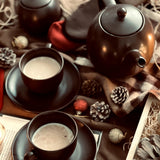 MATT CHOCO BROWN - 17 PC. TEA SET