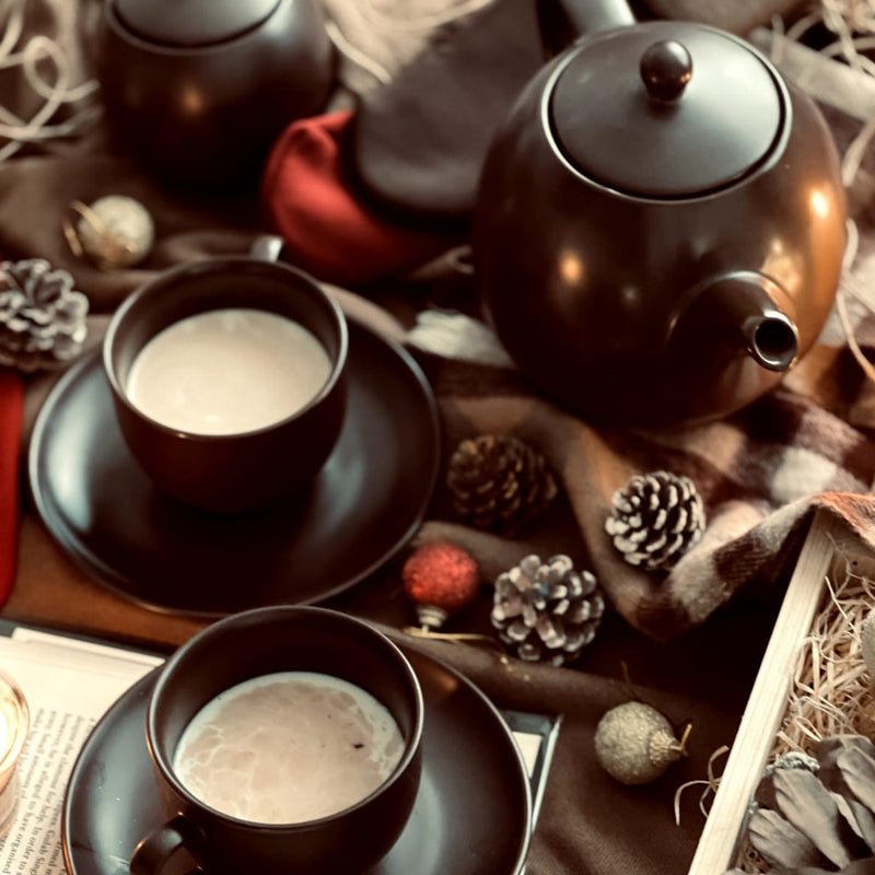 MATT CHOCO BROWN - 17 PC. TEA SET