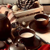 MATT CHOCO BROWN - 17 PC. TEA SET
