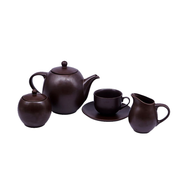 MATT CHOCO BROWN - 17 PC. TEA SET
