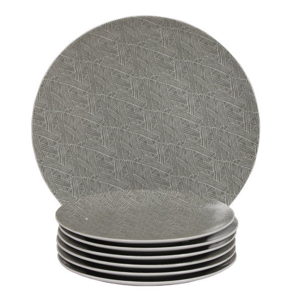 GREY EMBOSS FULL PLATES 6 PCS