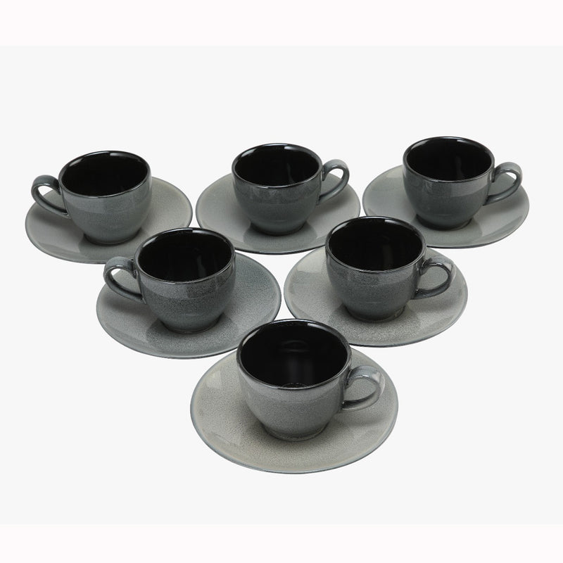 GREY NIGHT - 12 PC. CUP AND SAUCER SET