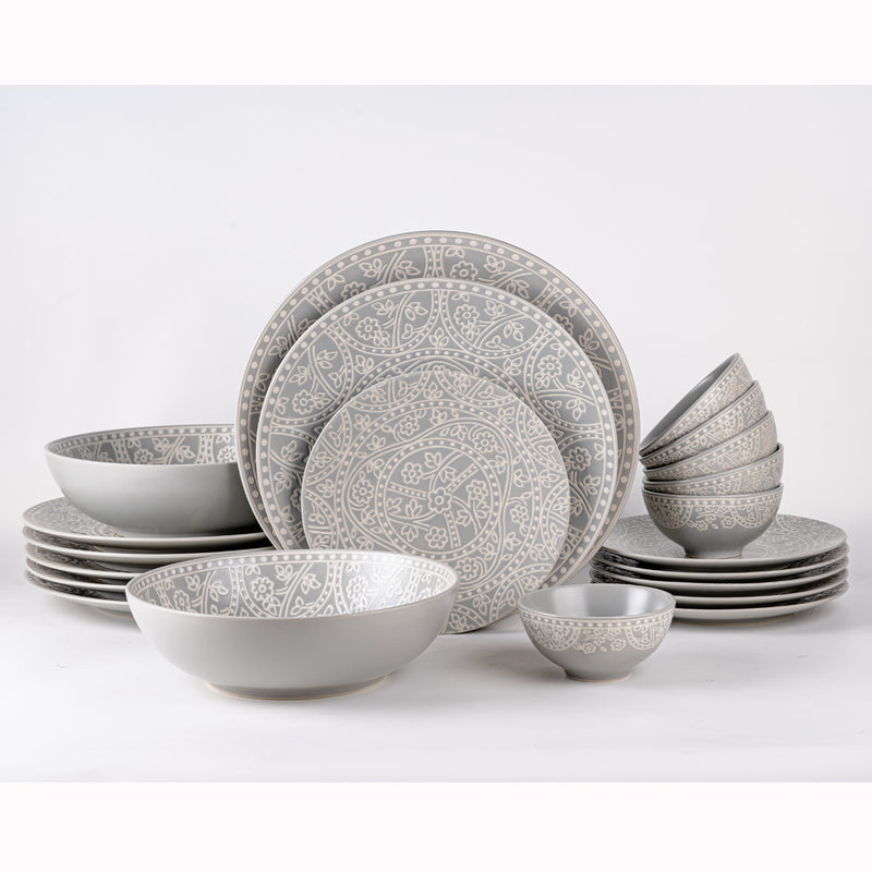 MILA LIGHT GREY- 21 PC. DINNER SET